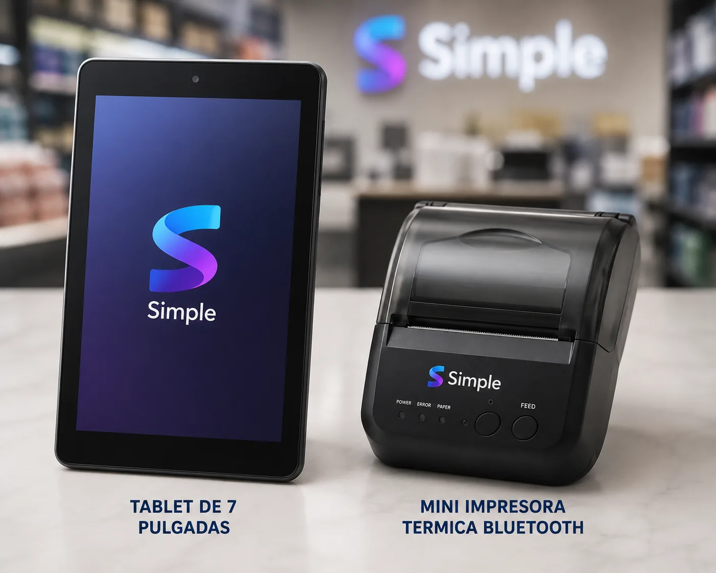 Tablet de 7 pulgadas con mini impresora térmica Bluetooth Simple
